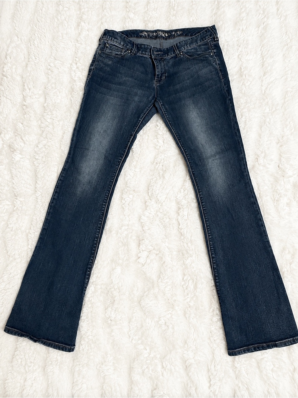 Y2K Express Bootcut Jeans Dark Wash Low Rise Stretch Denim Women’s